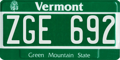 VT license plate ZGE692