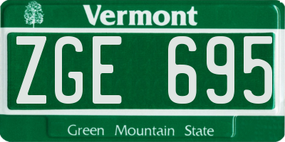 VT license plate ZGE695