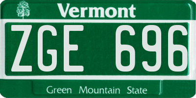 VT license plate ZGE696