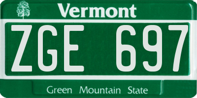 VT license plate ZGE697