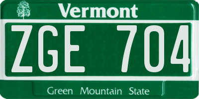 VT license plate ZGE704