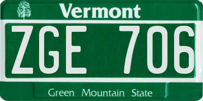 VT license plate ZGE706