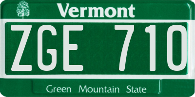 VT license plate ZGE710