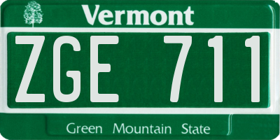 VT license plate ZGE711