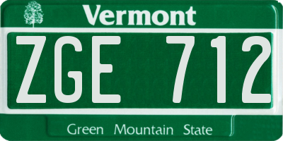 VT license plate ZGE712