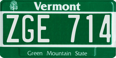 VT license plate ZGE714