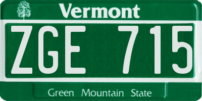 VT license plate ZGE715
