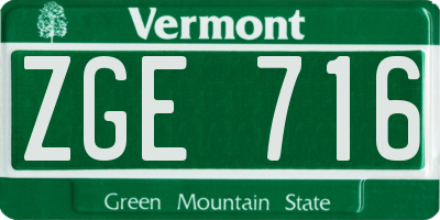 VT license plate ZGE716