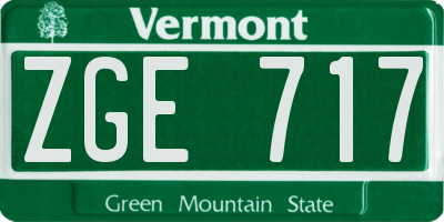 VT license plate ZGE717