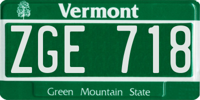 VT license plate ZGE718