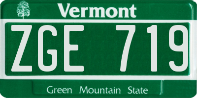 VT license plate ZGE719