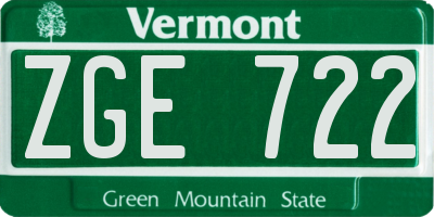 VT license plate ZGE722