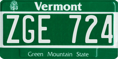 VT license plate ZGE724