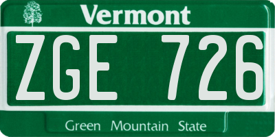 VT license plate ZGE726
