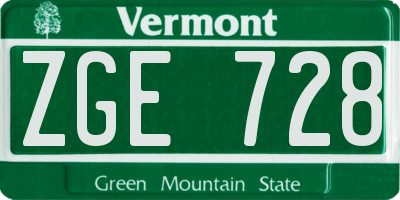 VT license plate ZGE728