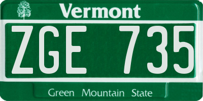 VT license plate ZGE735