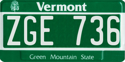 VT license plate ZGE736