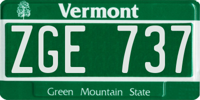 VT license plate ZGE737