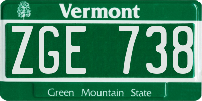VT license plate ZGE738