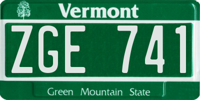 VT license plate ZGE741