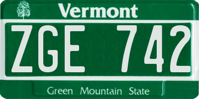 VT license plate ZGE742