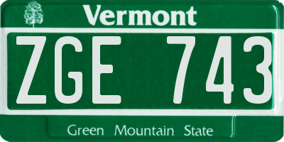 VT license plate ZGE743