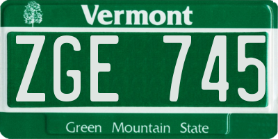 VT license plate ZGE745