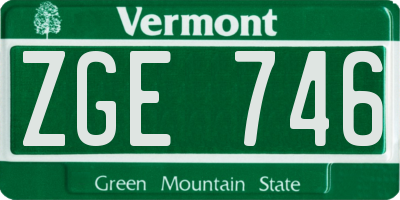 VT license plate ZGE746