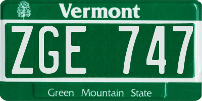 VT license plate ZGE747