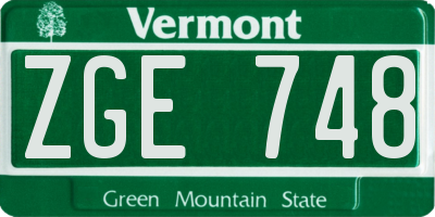 VT license plate ZGE748