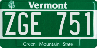 VT license plate ZGE751