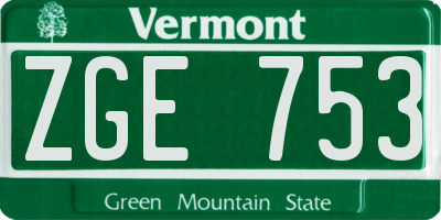 VT license plate ZGE753