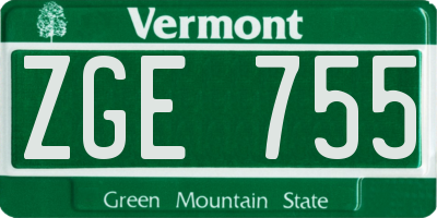 VT license plate ZGE755