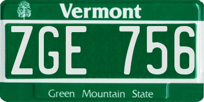 VT license plate ZGE756