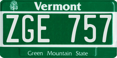 VT license plate ZGE757