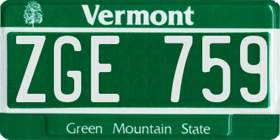 VT license plate ZGE759