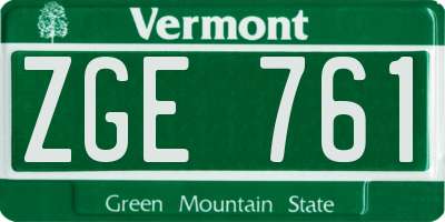 VT license plate ZGE761