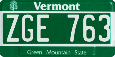 VT license plate ZGE763