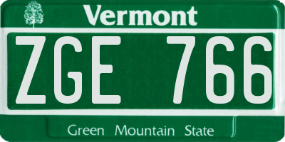 VT license plate ZGE766