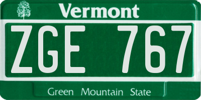 VT license plate ZGE767