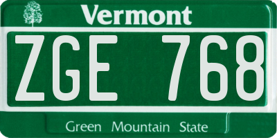 VT license plate ZGE768
