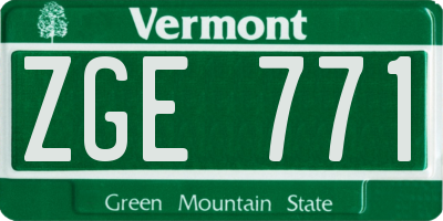 VT license plate ZGE771
