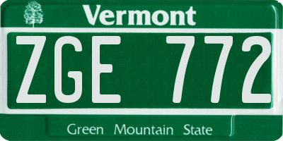 VT license plate ZGE772