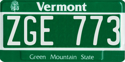 VT license plate ZGE773