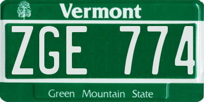 VT license plate ZGE774