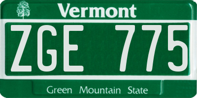 VT license plate ZGE775