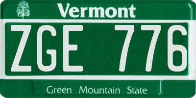 VT license plate ZGE776