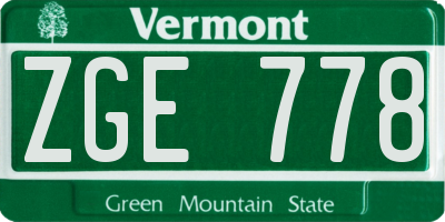 VT license plate ZGE778