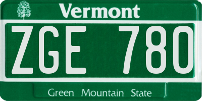VT license plate ZGE780