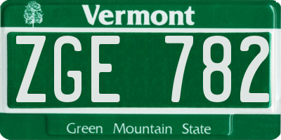 VT license plate ZGE782